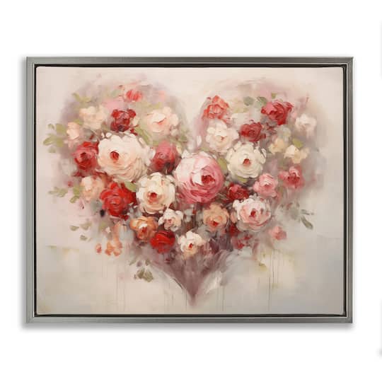 Stupell Industries Valentine Roses Heart Floating Frame Wall Art